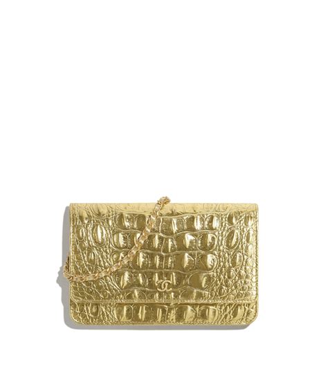 chanel metallic calfskin wallet on chain